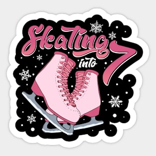 Ice Skating 7th Birthday Girl 7 Years Sticker